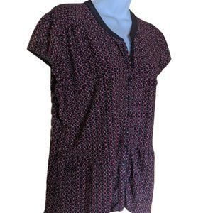 Red, Black Peplum Top Size XL Fits 1X